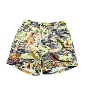 Polo Ralph Lauren Swim Shorts Men's M Floral Hawaiian Trunks Hula Girl